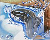 Clock Paintings - dali clocks blue by Salvador Dali